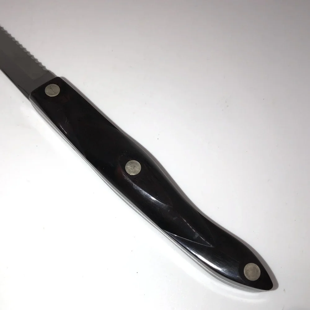 CUTCO 1724 KR SERRATED BREAD KNIFE Black Handle Made in USA 15.5 Inch Vintage - Picture 2 of 7